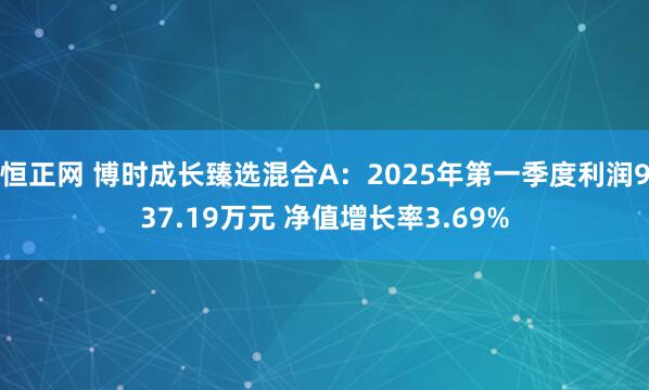恒正网 博时成长臻选混合A：2025年第一季度利润937.19万元 净值增长率3.69%