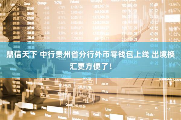 鼎信天下 中行贵州省分行外币零钱包上线 出境换汇更方便了！